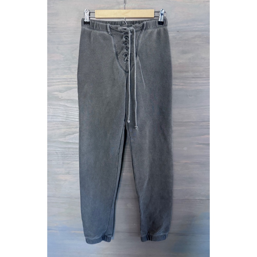Joah Brown Lace Up Joggers in washed grey Size S/M Small Medium - Picture 4 of 6